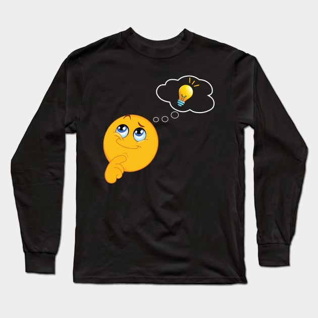 Thinking emoji thought bubble idea lightbulb Long Sleeve T-Shirt by ChristianCrecenzio